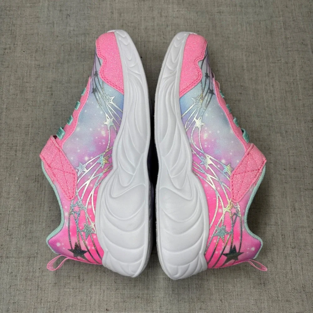 Skechers Kids S-Lights Shoes Unicorn Dreams Pink White Light Up Sneakers Size 2. - Picture 9 of 11
